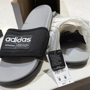 Adidas Black and Gray Primegreen Slides